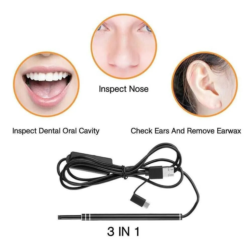 HD LED Ear Endoscope Otoscope Camera Wax Pick Cleaning Tool Ear Endoscope - Tophatter Daily Deals