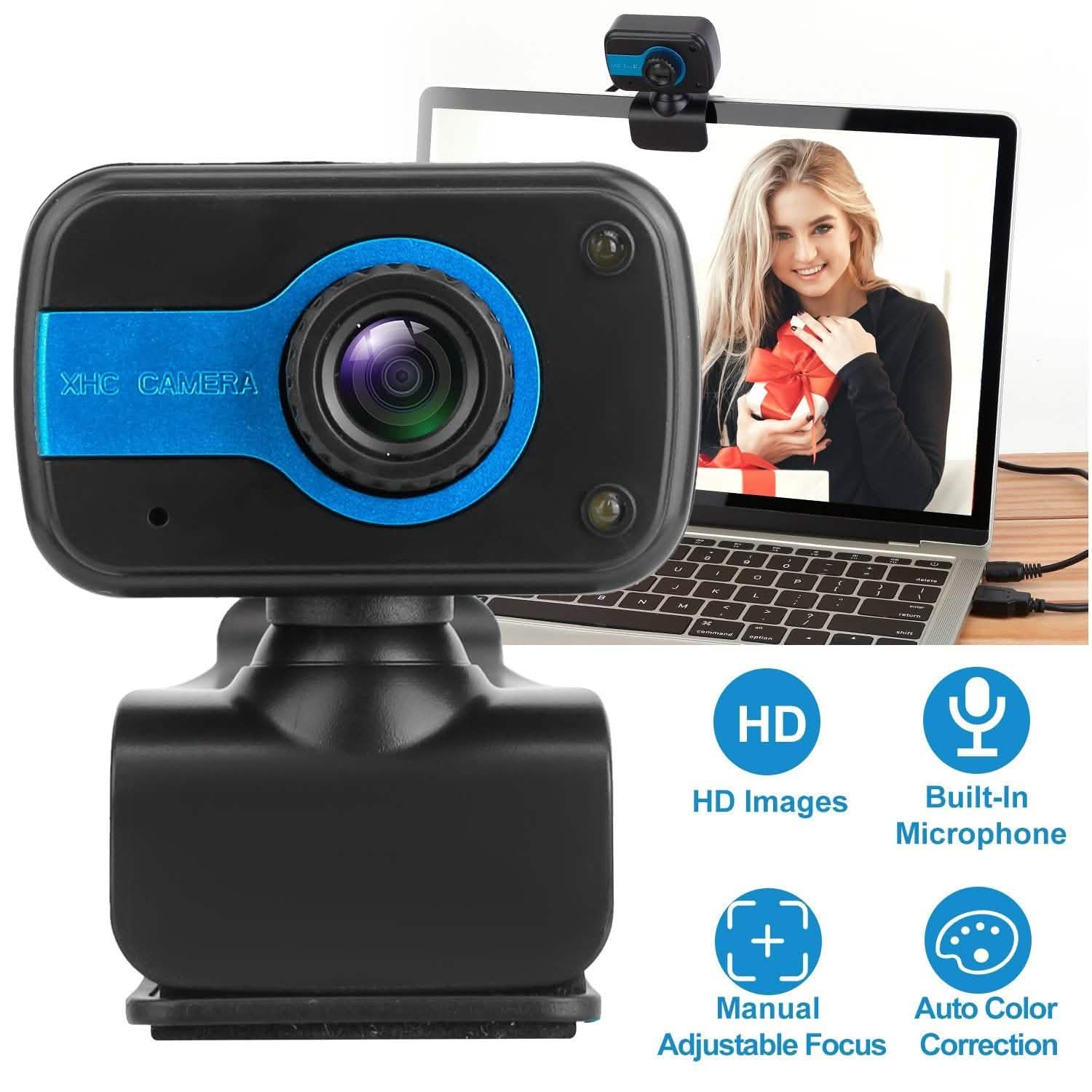 HD Webcam USB PC with Microphone Rotatable Clip Computer Accessories - Tophatter Daily Deals