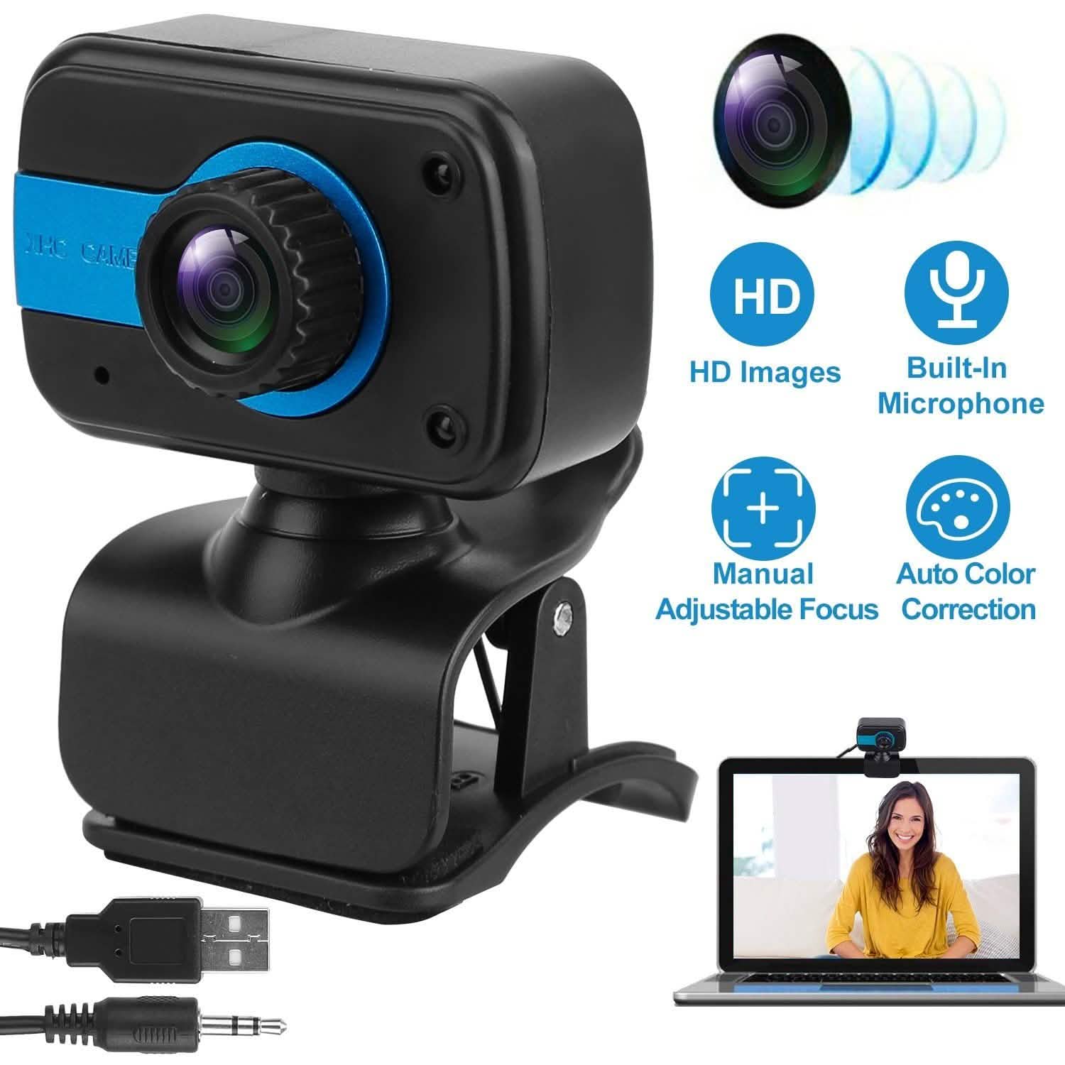 HD Webcam USB PC with Microphone Rotatable Clip Computer Accessories - Tophatter Daily Deals