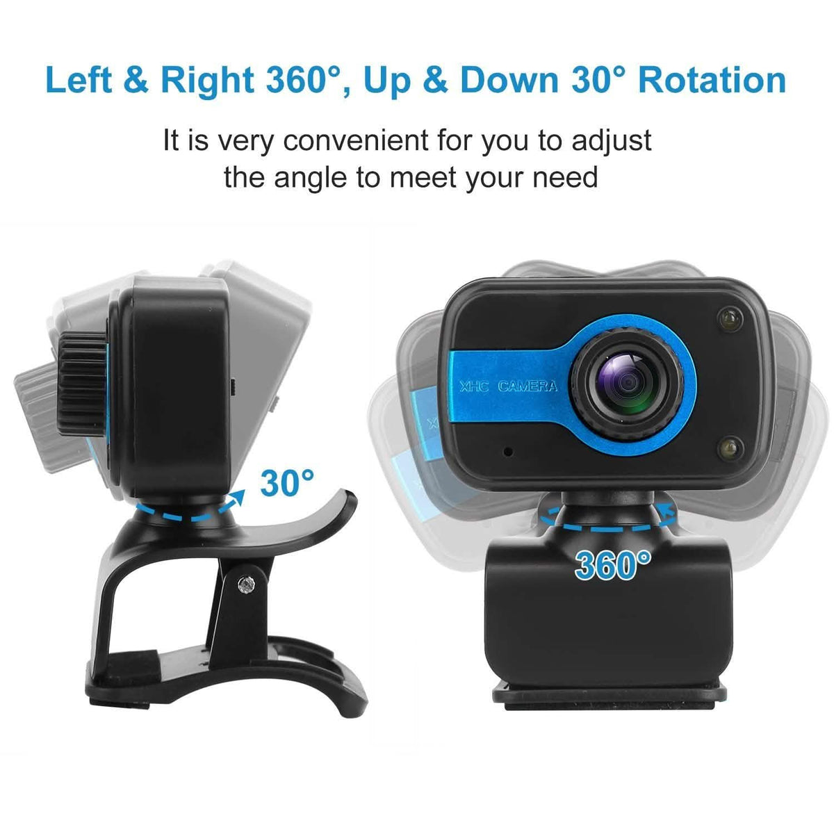 HD Webcam USB PC with Microphone Rotatable Clip Computer Accessories - Tophatter Daily Deals