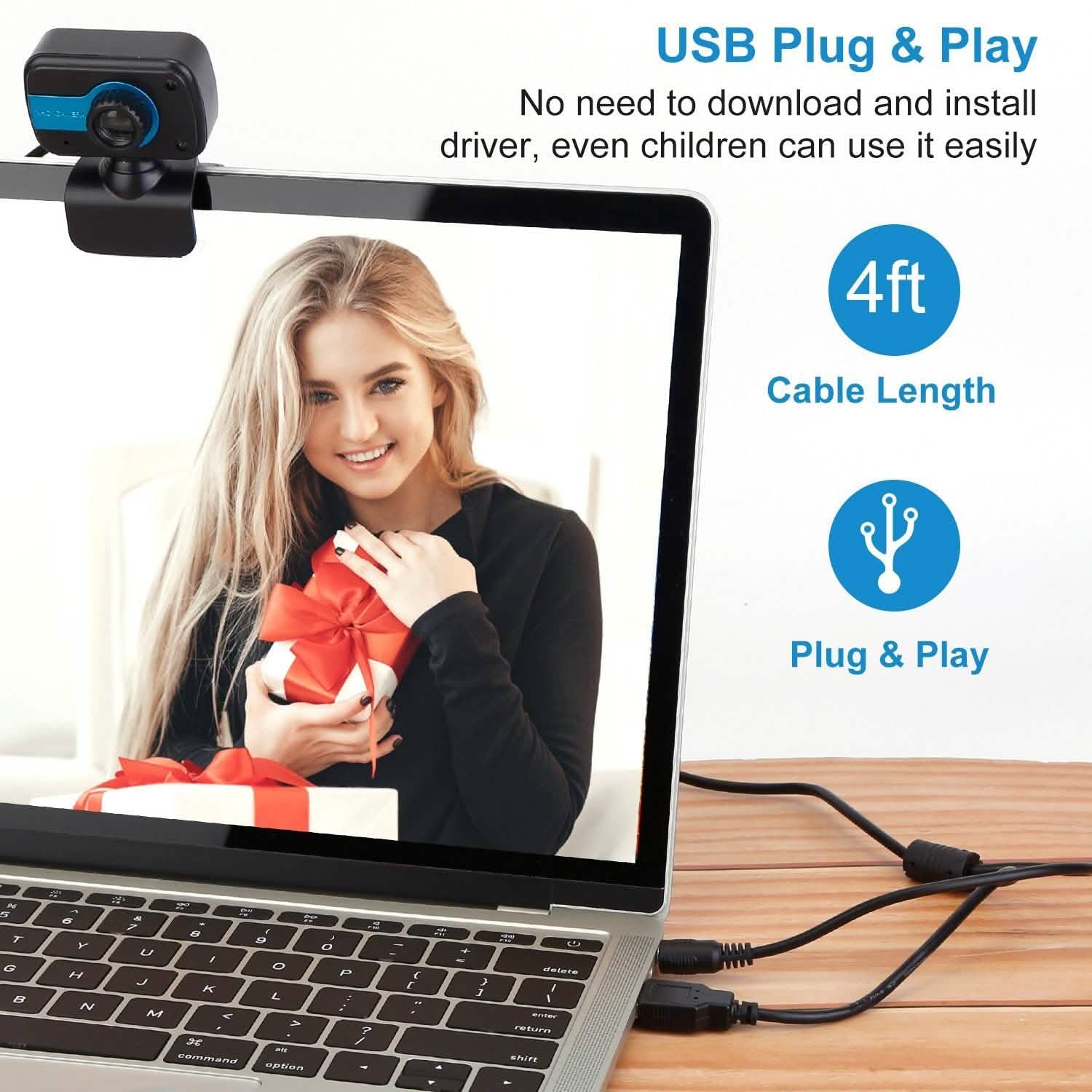 HD Webcam USB PC with Microphone Rotatable Clip Computer Accessories - Tophatter Daily Deals