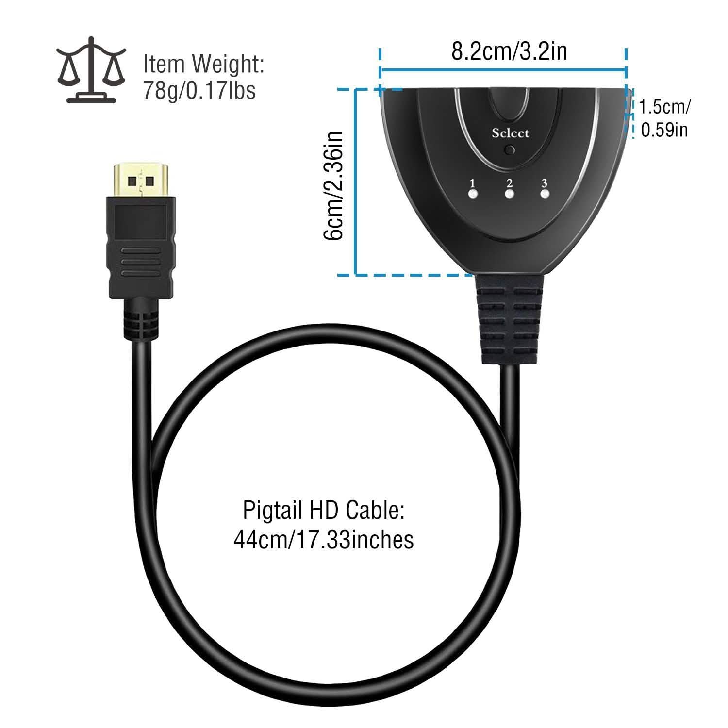 HDMI 1080P 3-in-1 Output HDTV Switch Splitter TV & Video - Tophatter Daily Deals