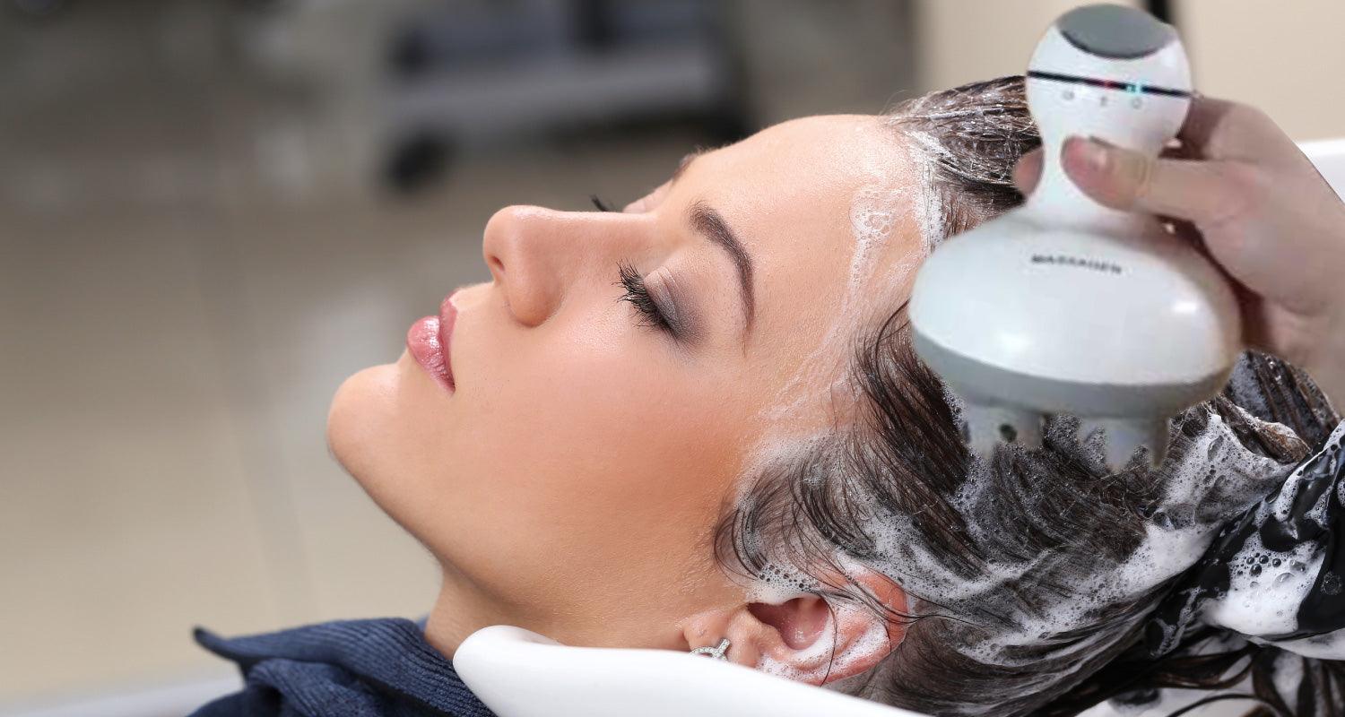 Electric Scalp Massager - 4 Replacement Massage Heads Portable Head Scratcher with Tissue Kneading Nodes Personal Care - Tophatter Daily Deals