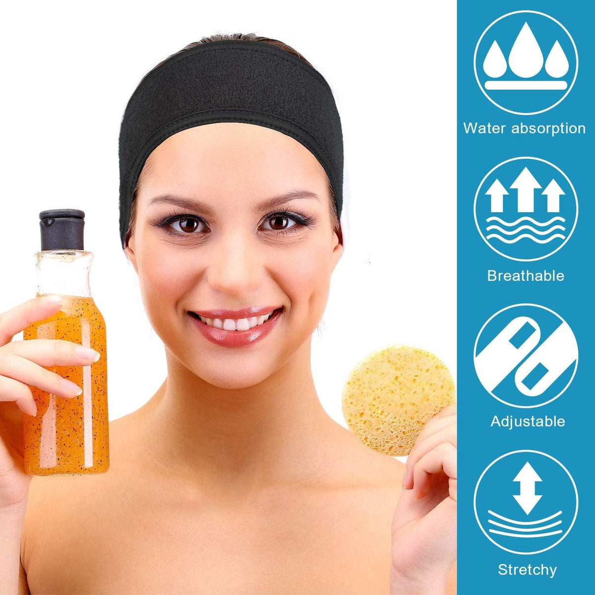 Spa Facial Headband - Make up Hair Band Terry Cloth Headband Stretch Towel for Sport Yoga Shower Health & Beauty - Tophatter Daily Deals
