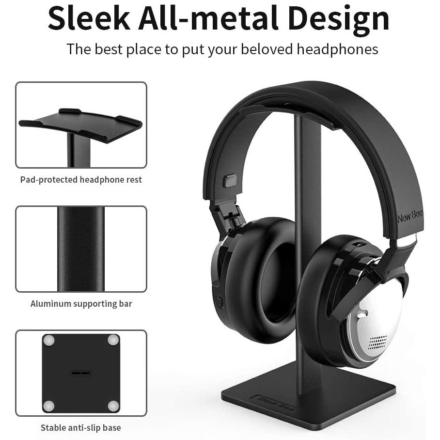 Headphone Stand with Aluminum Supporting Bar Flexible Headrest Stands - Tophatter Daily Deals