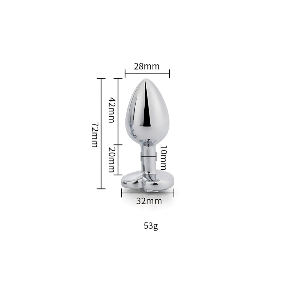 Toosh Heart Shaped Silver Small Butt Plug with Red Stone Jewel > Anal Range > Jewel Butt Plugs - Tophatter Daily Deals