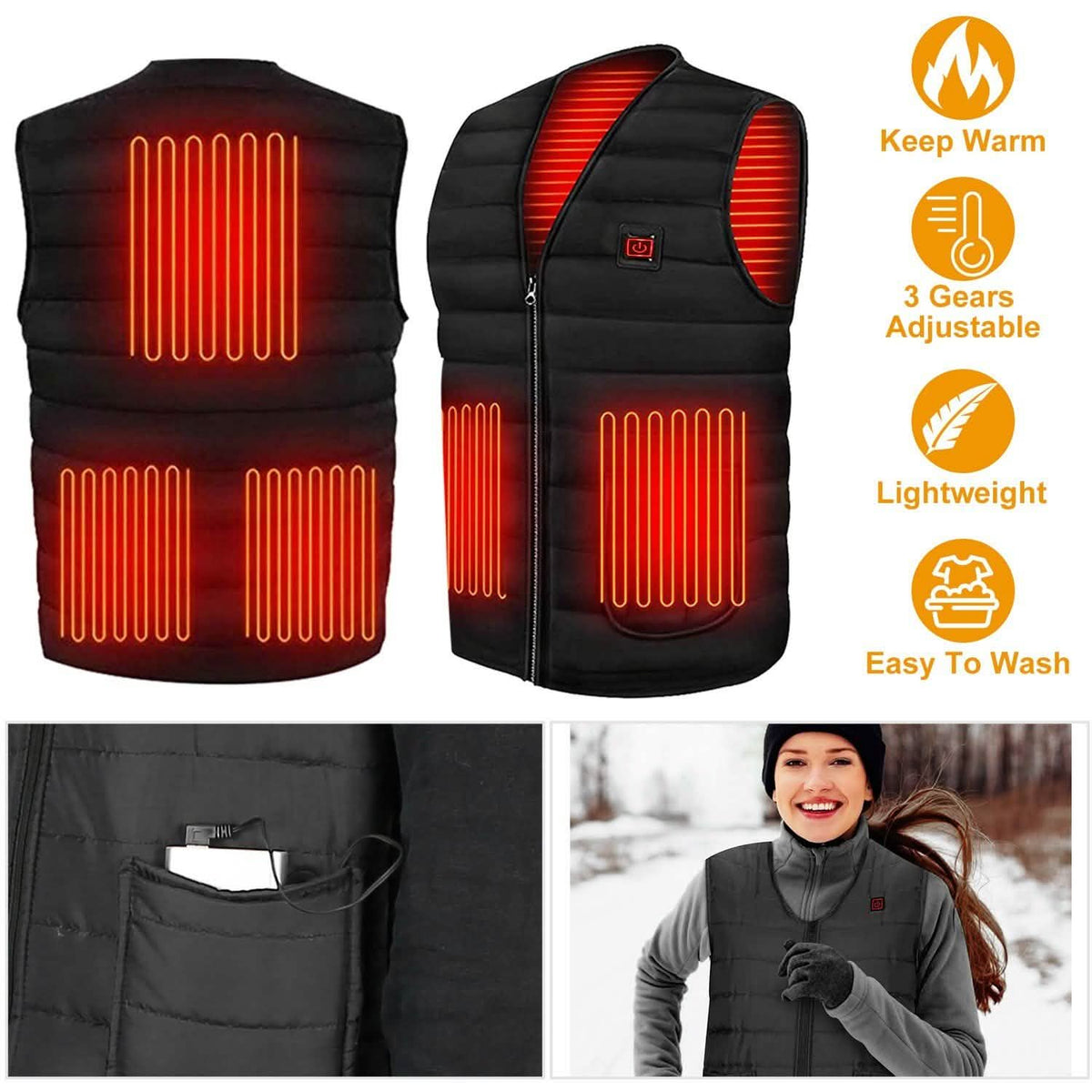 Heat Jacket Vest Men's Outerwear - Tophatter Daily Deals