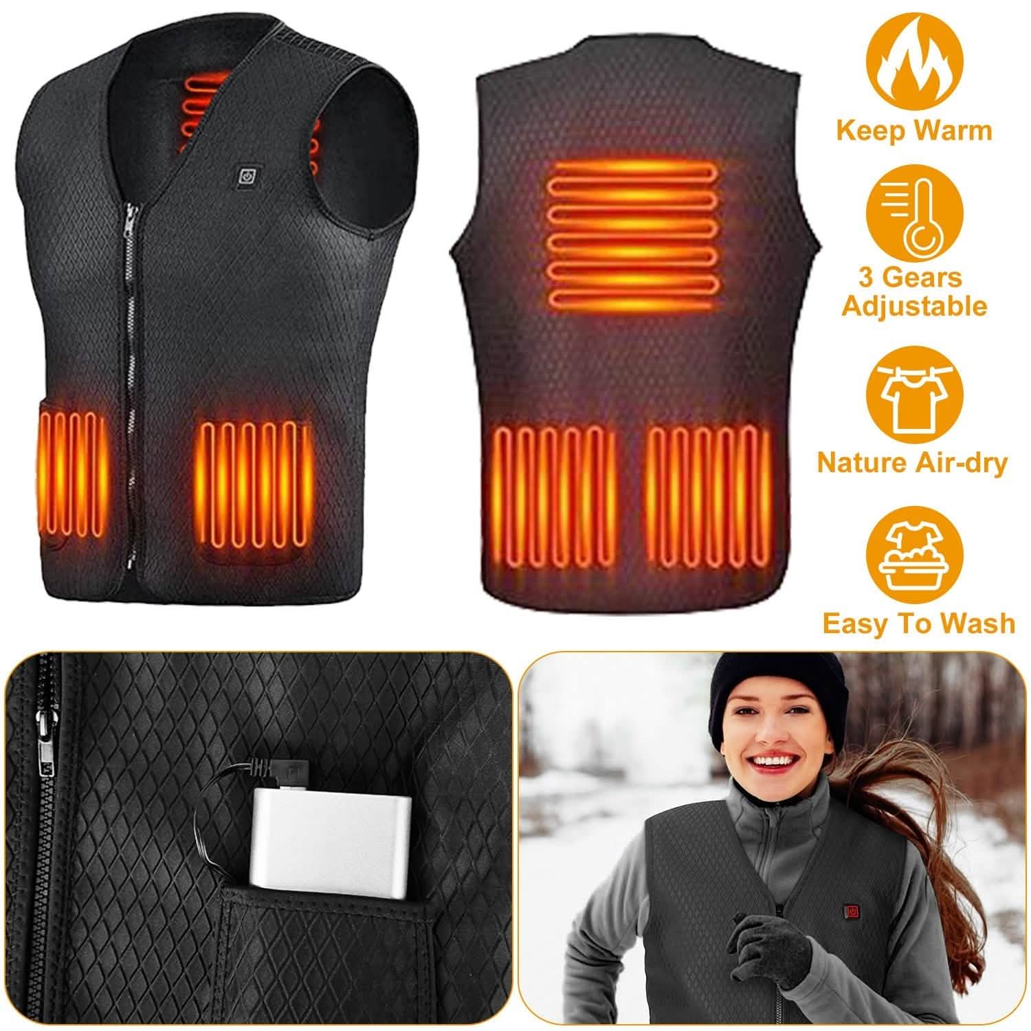 Heat Jacket Vest with 3 Adjustable Temperatures Men's Outerwear - Tophatter Daily Deals