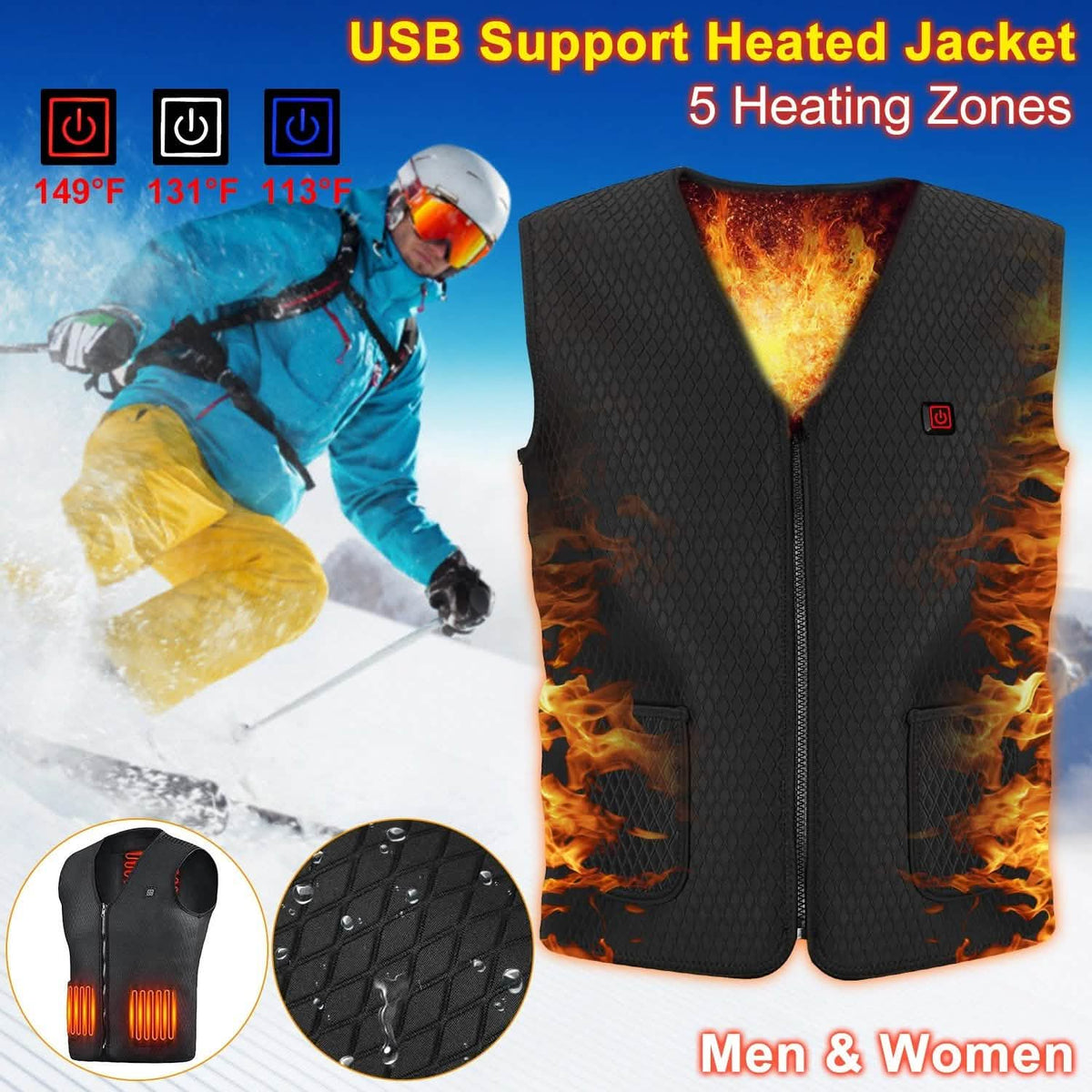 Heat Jacket Vest with 3 Adjustable Temperatures Men's Outerwear - Tophatter Daily Deals