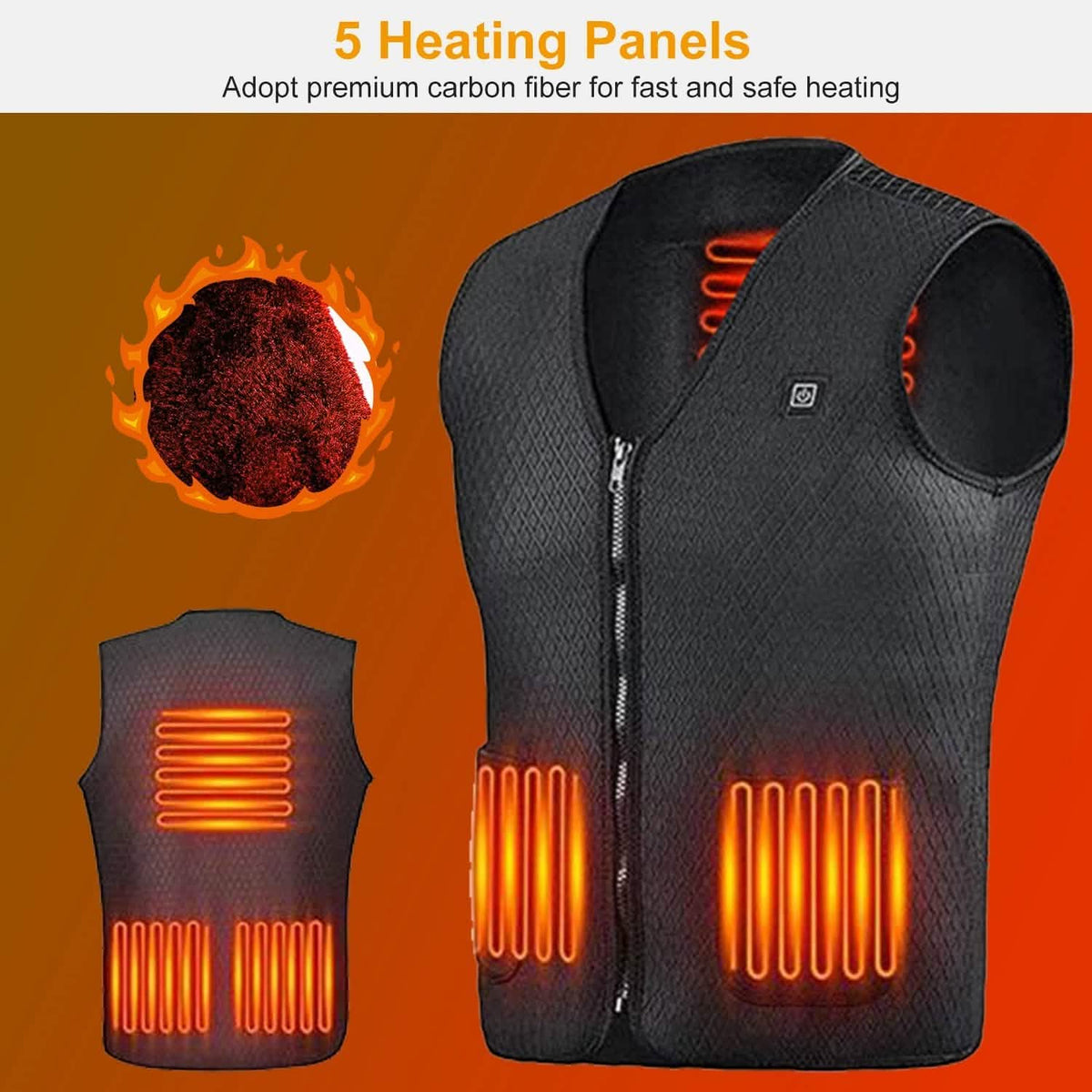 Heat Jacket Vest with 3 Adjustable Temperatures Men's Outerwear - Tophatter Daily Deals