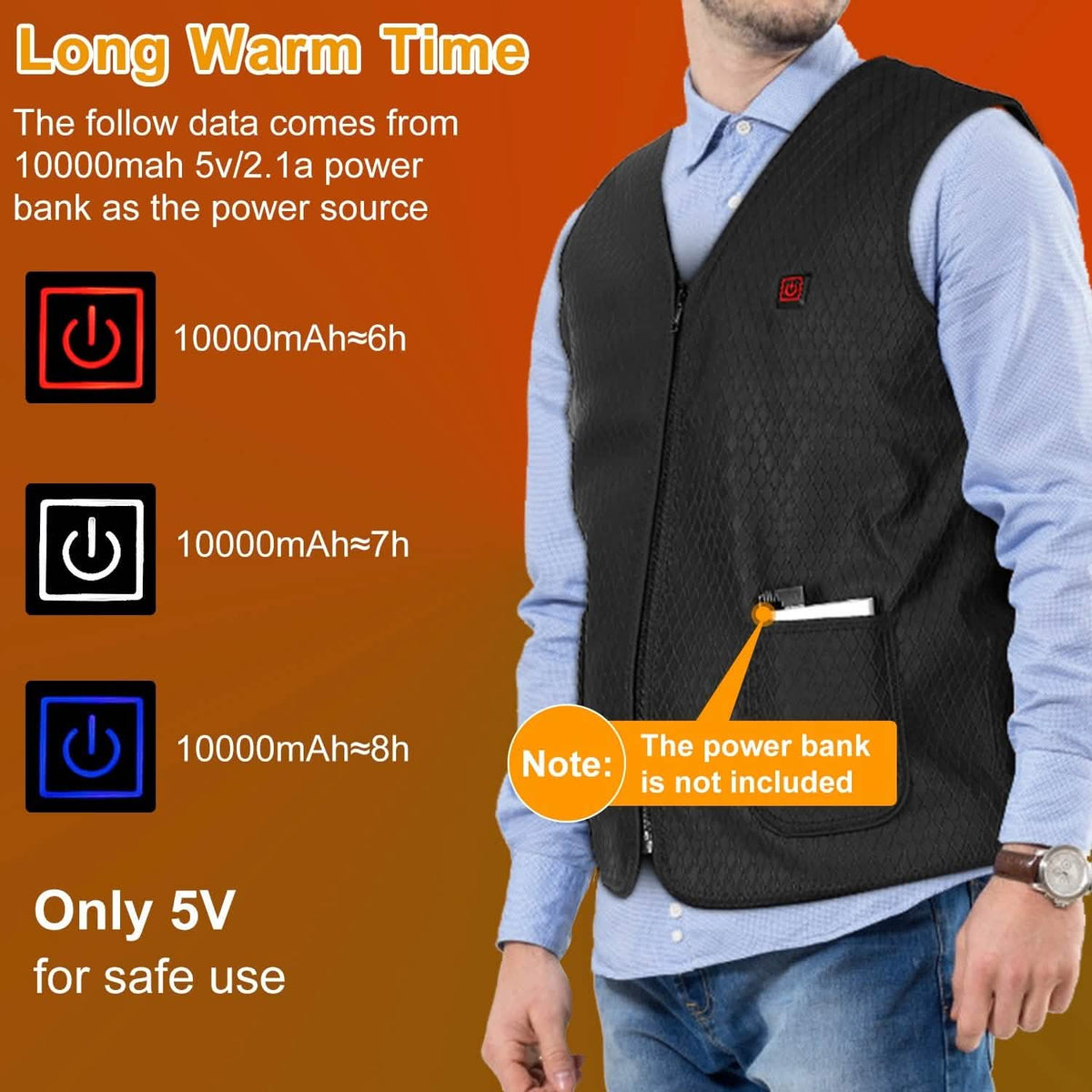 Heat Jacket Vest with 3 Adjustable Temperatures Men's Outerwear - Tophatter Daily Deals
