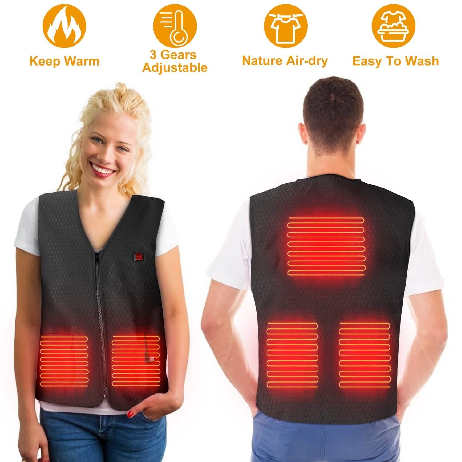 Heat Jacket Vest with 3 Adjustable Temperatures Men's Outerwear - Tophatter Daily Deals