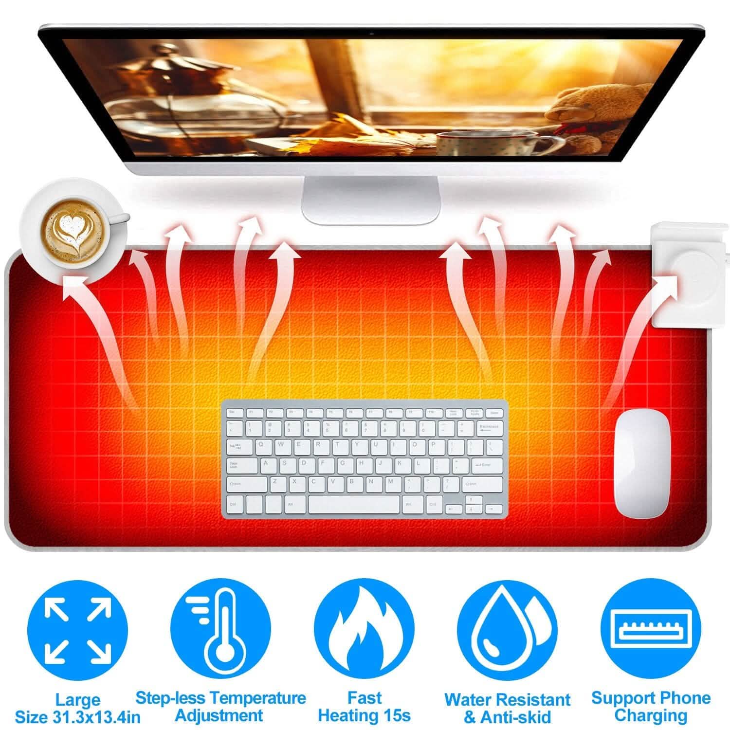 Heated Gaming Mouse Pad Large Computer Accessories - Tophatter Daily Deals