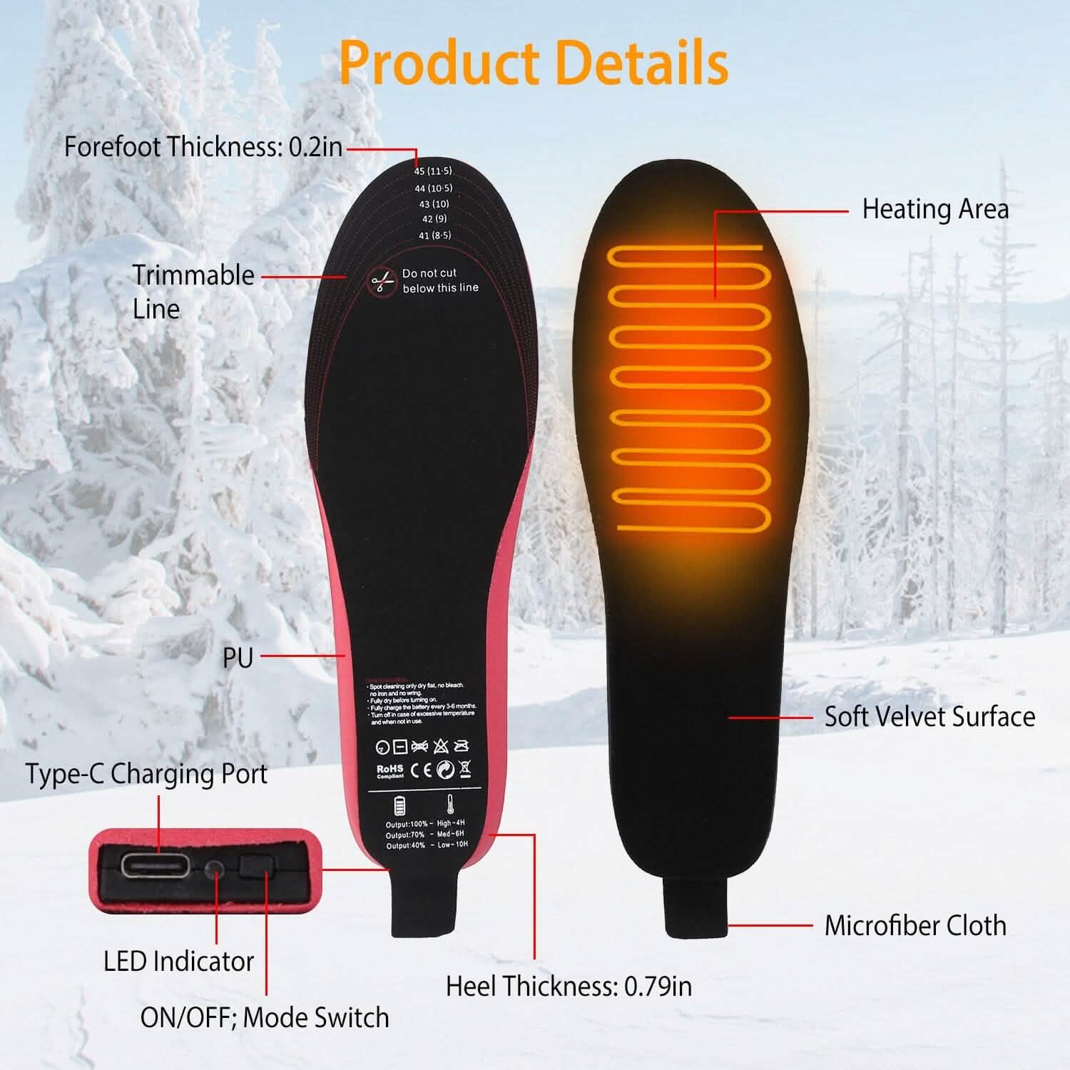 Heated Insoles Electric Heated Foot Warmer Outdoor Recreation - Tophatter Daily Deals