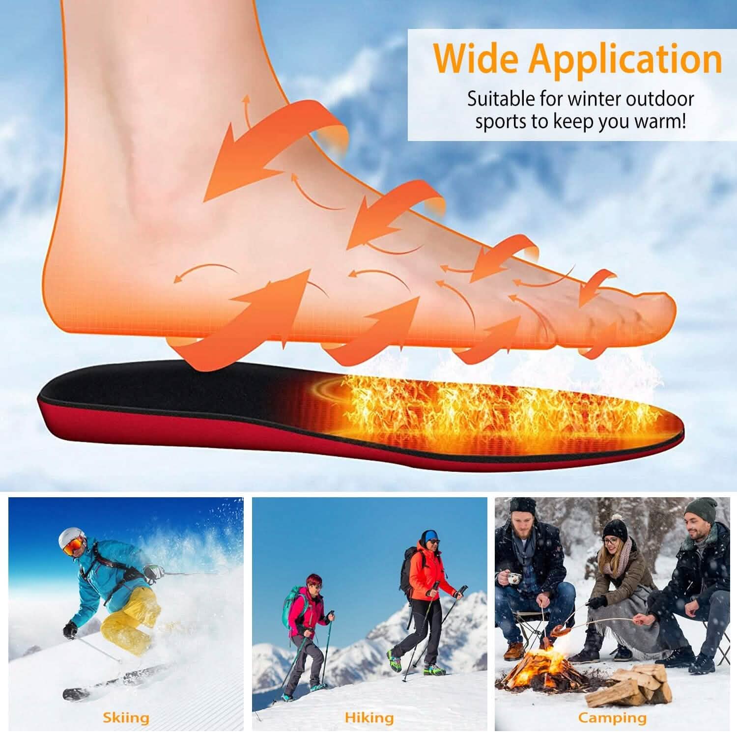 Heated Insoles Electric Heated Foot Warmer Outdoor Recreation - Tophatter Daily Deals