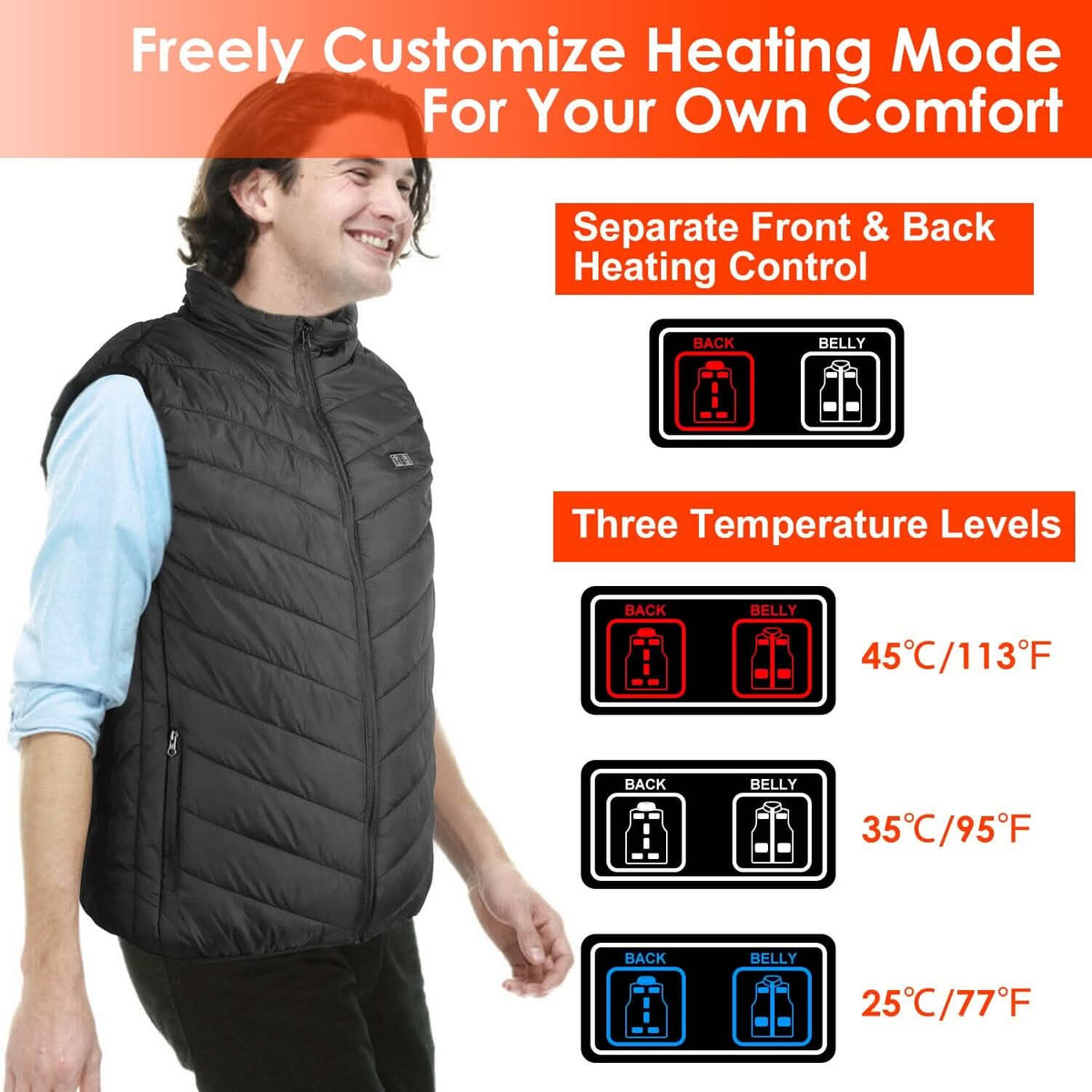 Heated Vest Electric USB Jacket with 3 Temperature Levels Outdoor Recreation - Tophatter Daily Deals