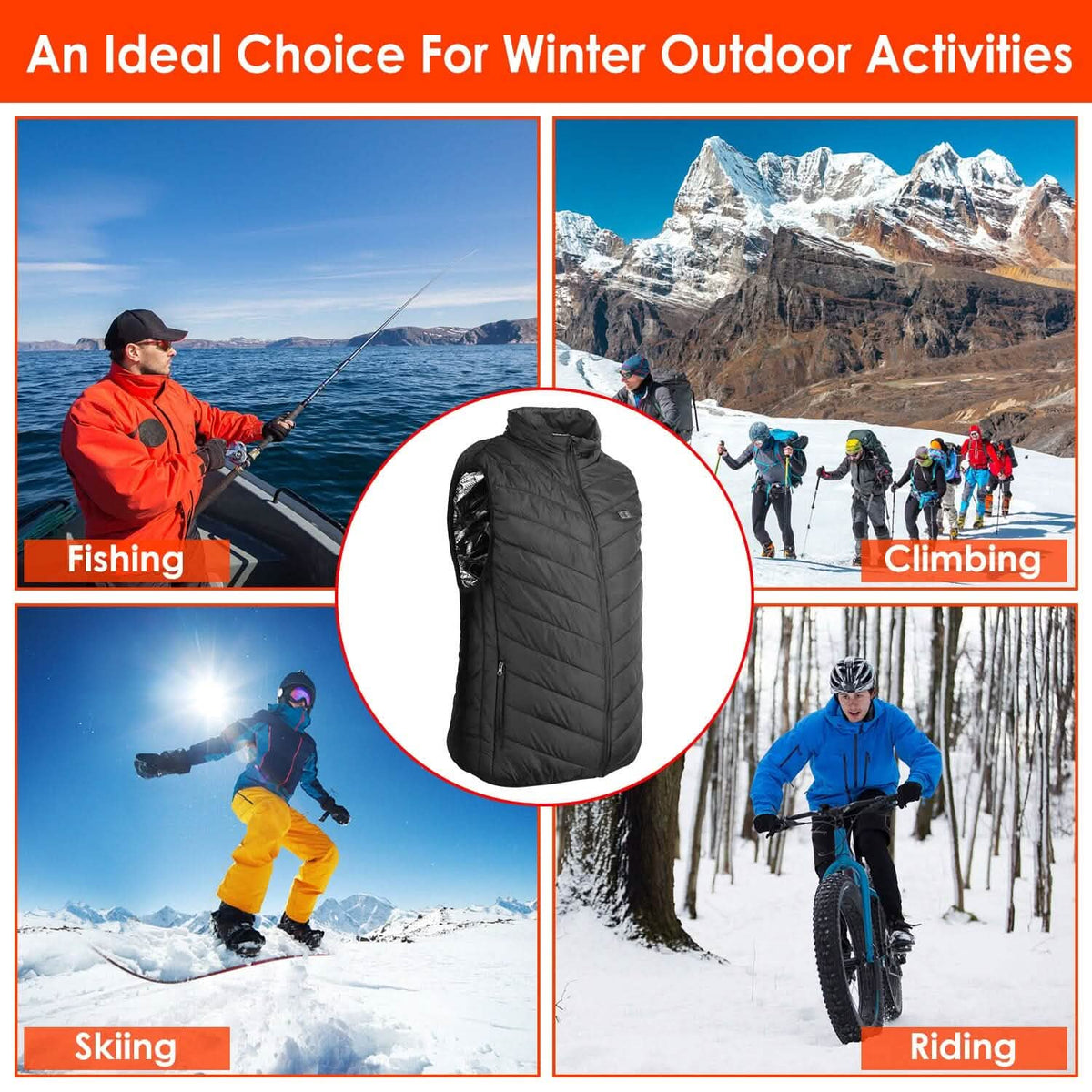 Heated Vest Electric USB Jacket with 3 Temperature Levels Outdoor Recreation - Tophatter Daily Deals