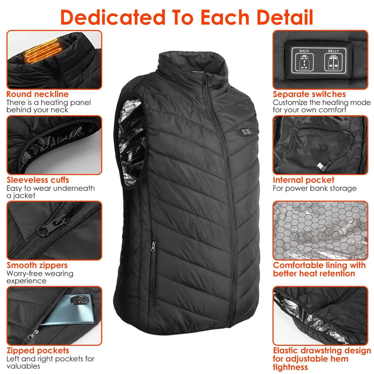 Heated Vest Electric USB Jacket with 3 Temperature Levels Outdoor Recreation - Tophatter Daily Deals