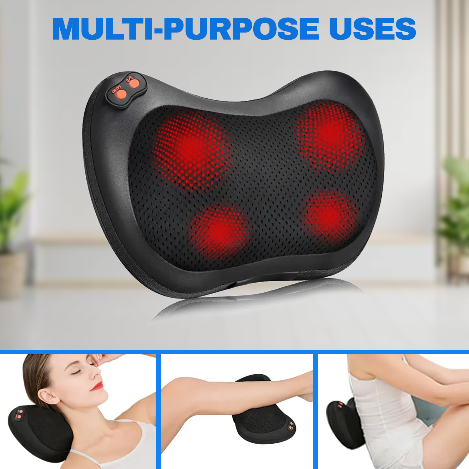 Heated Massage Pillow - Shiatsu Massage Pillow with Heat Back Neck Massager Health & Beauty - Tophatter Daily Deals