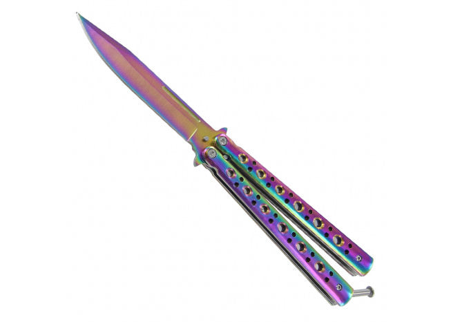 Heavy Duty Titanium Finish Butterfly Knife - Tophatter's Inc. Weapons Store Online Collectible Weapons - Tophatter Daily Deals