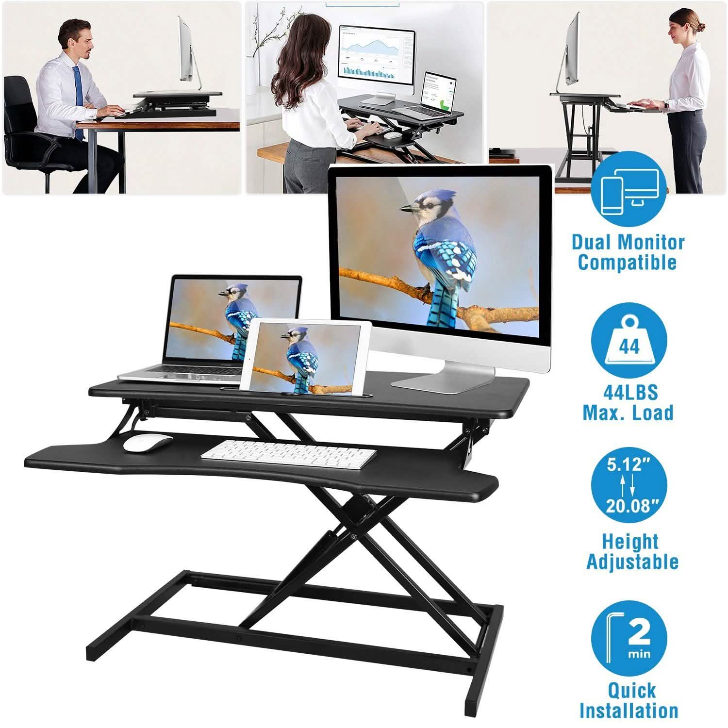 Height Adjustable Standing Desk Converter Workstation Computer Accessories - Tophatter Daily Deals
