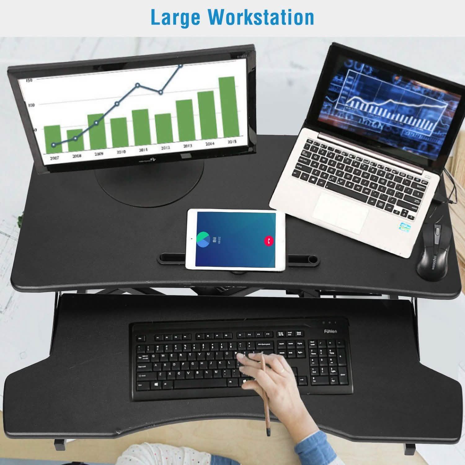 Height Adjustable Standing Desk Converter Workstation Computer Accessories - Tophatter Daily Deals
