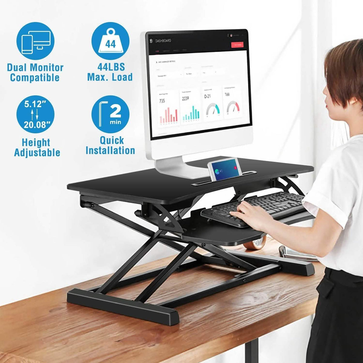 Height Adjustable Standing Desk Converter Workstation Computer Accessories - Tophatter Daily Deals