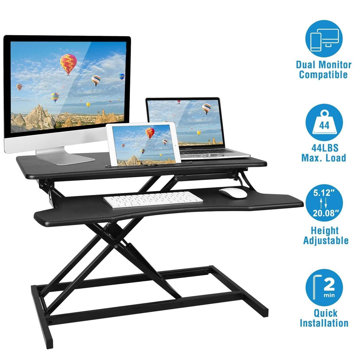 Height Adjustable Standing Desk Converter Workstation Computer Accessories - Tophatter Daily Deals