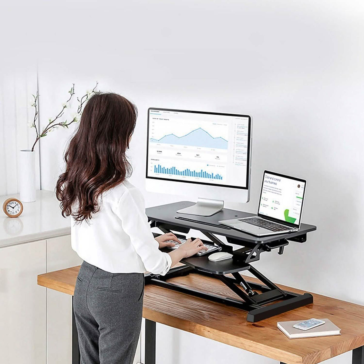 Height Adjustable Standing Desk Converter Workstation Computer Accessories - Tophatter Daily Deals