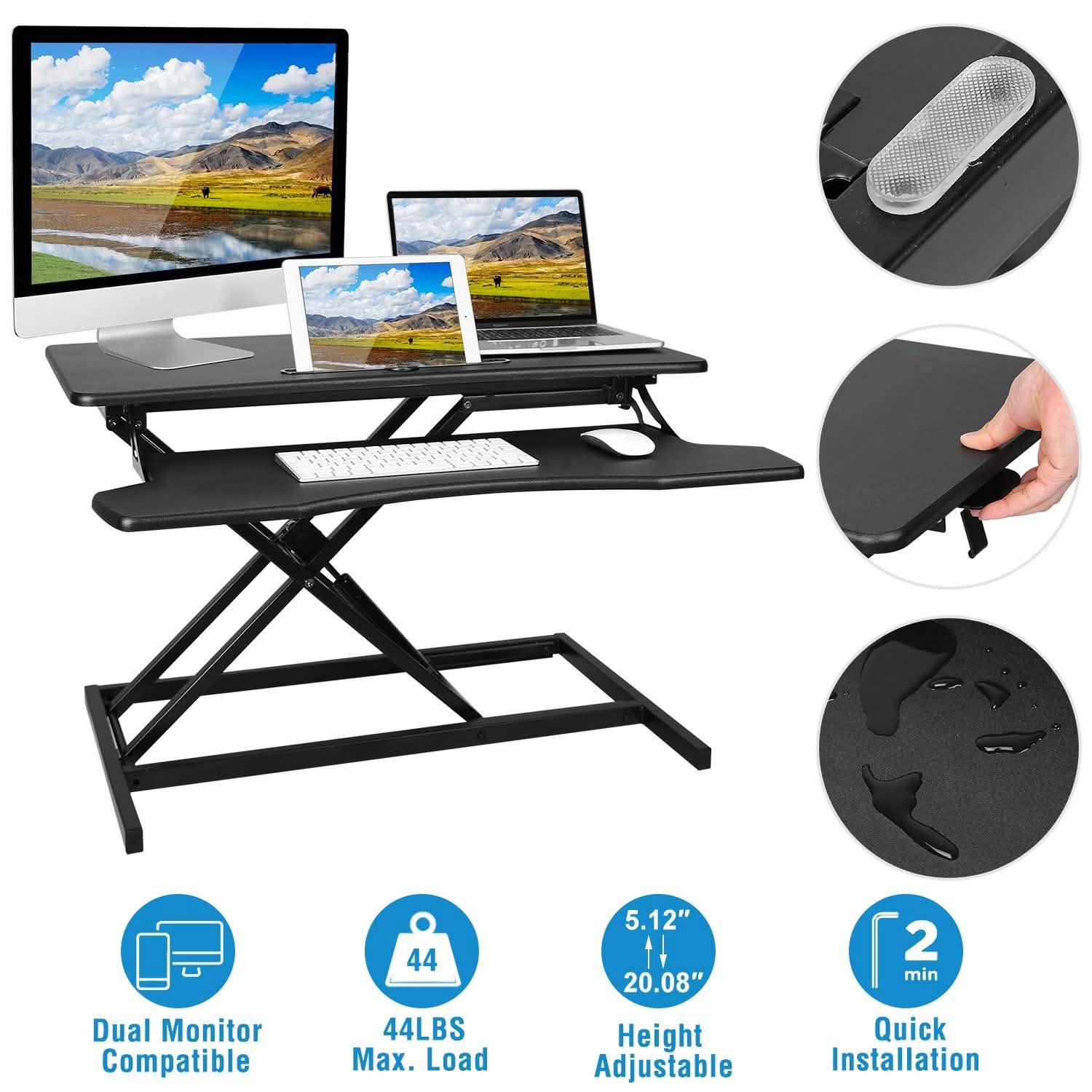 Height Adjustable Standing Desk Converter Workstation Computer Accessories - Tophatter Daily Deals