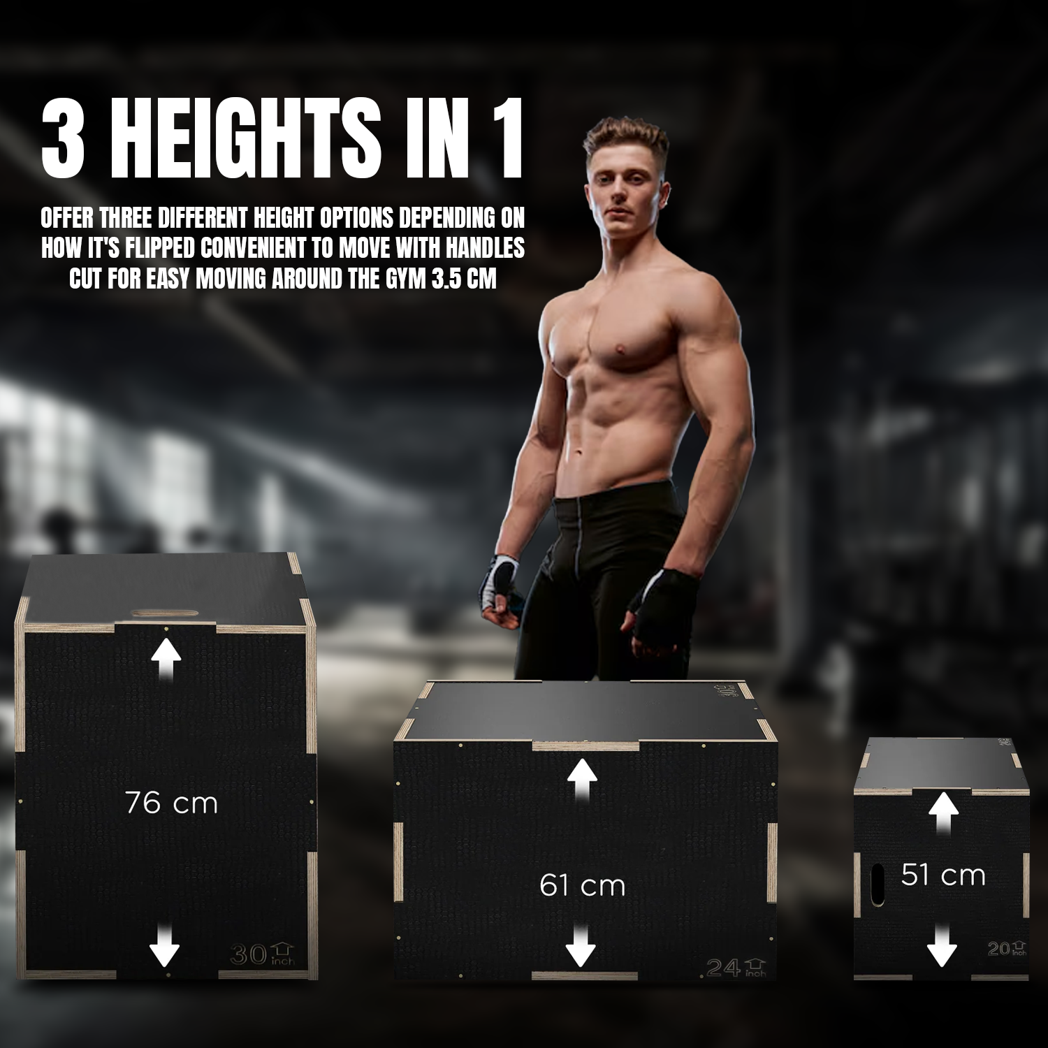 Plyometrics Jump Box – 3-in-1 Wooden Plyo Box for Explosive Training & HIIT Workouts Exercise & Fitness - Tophatter Daily Deals
