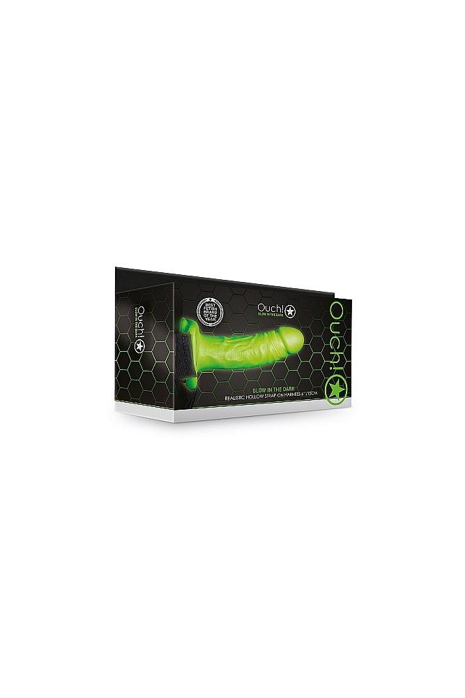 Ouch by Shots Toys - Glow - Realistic Hollow Strap-on Harness 7 Inch - Glow in the Dark Sex Toy - Tophatter Daily Deals