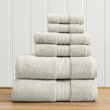 100% Cotton Premium Bath Towel Set - Chiara Collection 6 Piece Set Light Grey Bath - Tophatter Daily Deals