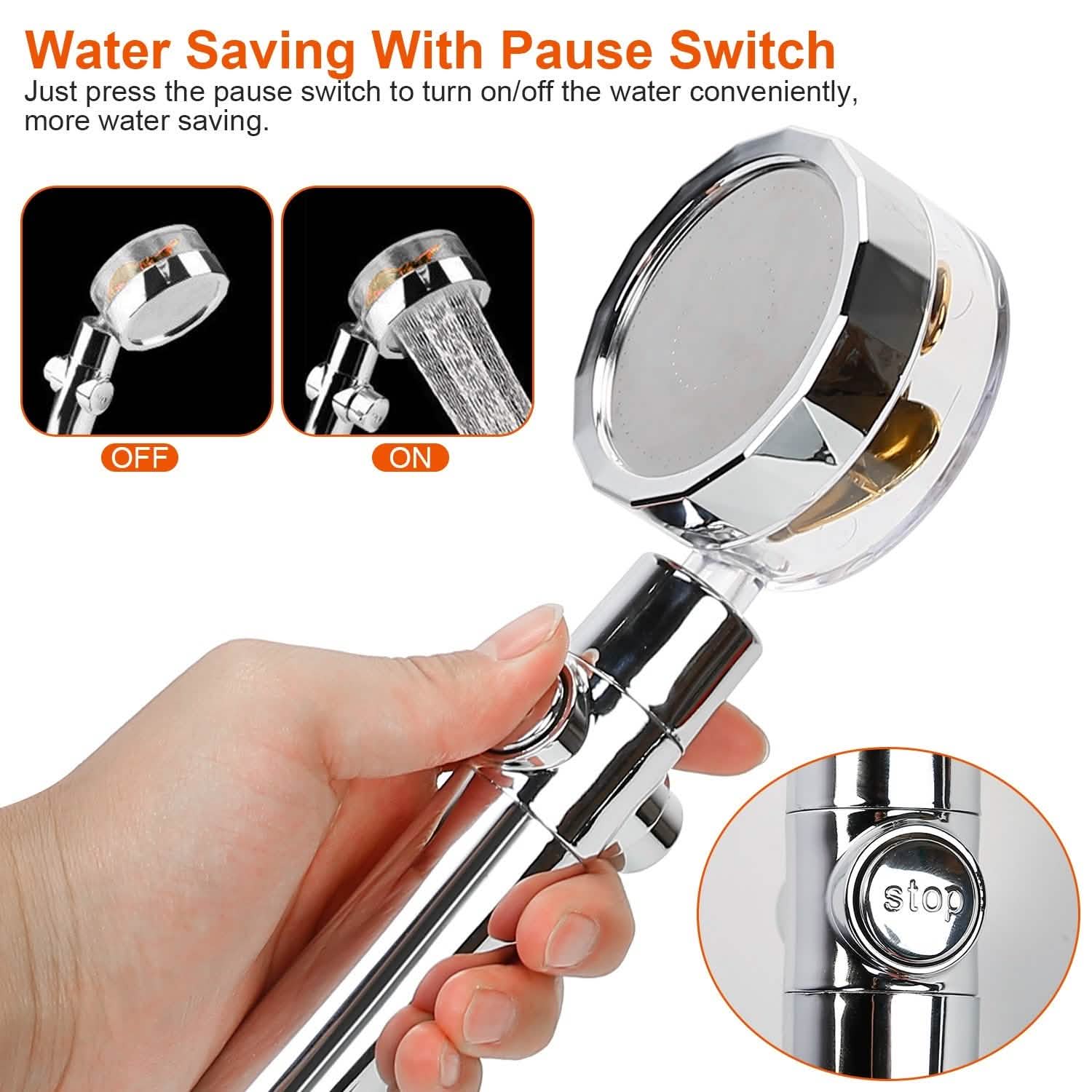 High Pressure Shower Head 360¬∞ Rotating Water Saving Handheld Shower Head Bath - Tophatter Daily Deals