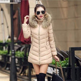 High Quality Winter Down Jacket Women Long Coat Warm Clothes Khaki Women's Outerwear - Tophatter Daily Deals