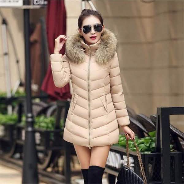 High Quality Winter Down Jacket Women Long Coat Warm Clothes Khaki Women's Outerwear - Tophatter Daily Deals