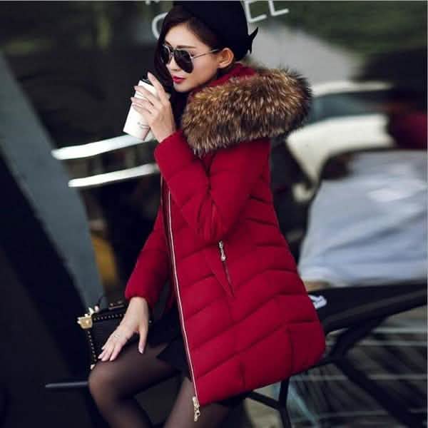 High Quality Winter Down Jacket Women Long Coat Warm Clothes Wine Red Women's Outerwear - Tophatter Daily Deals