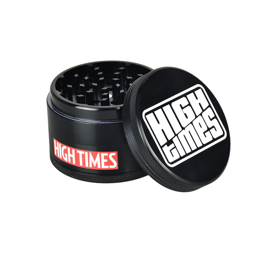 High Times® Black Metal Grinder | 4pc | 2.5" High Times Logo Grinders - Tophatter Daily Deals