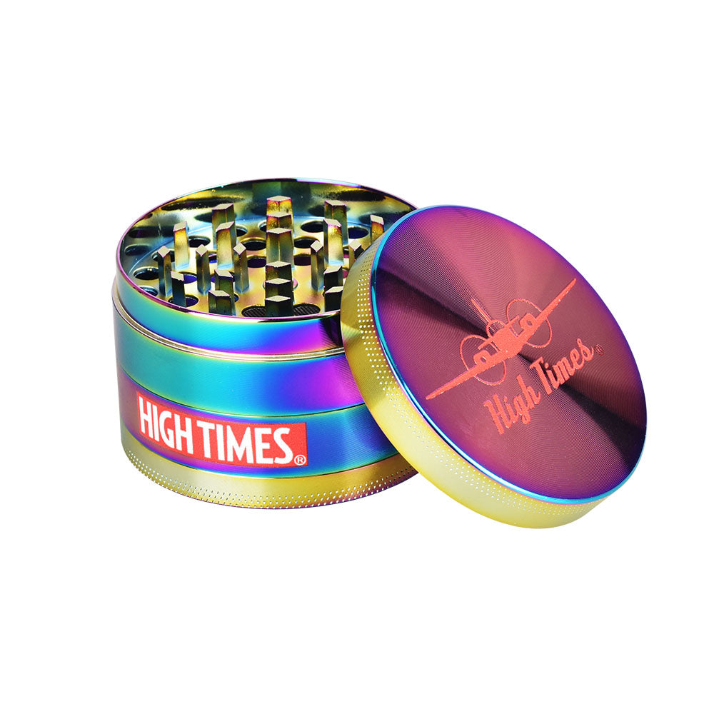 High Times® Rainbow Metal Grinder | 4pc | 2.5" Airplane Grinders - Tophatter Daily Deals