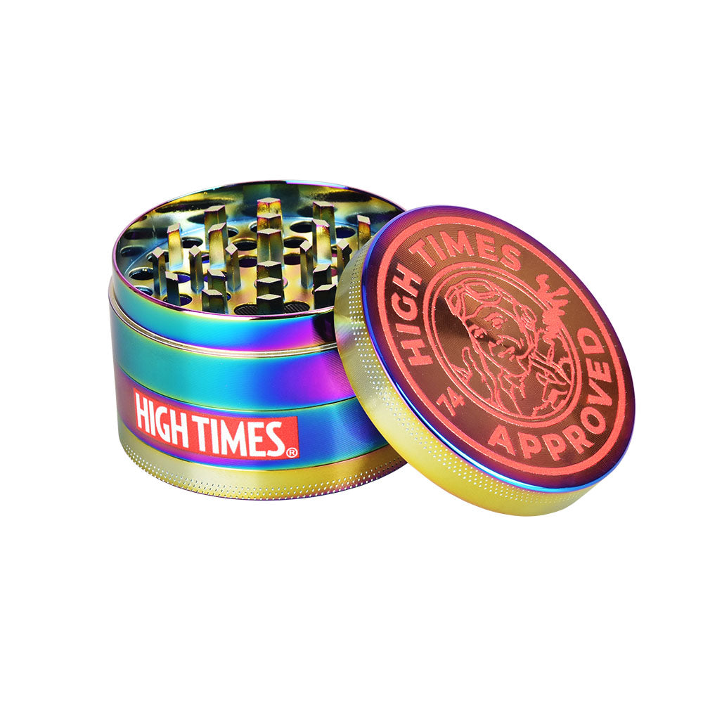 High Times® Rainbow Metal Grinder | 4pc | 2.5" High Times Approved Grinders - Tophatter Daily Deals