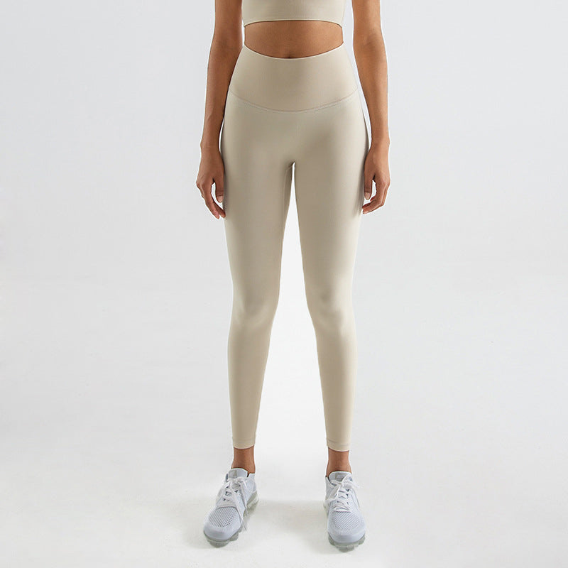 Woman Yoga Pants High Waist Fitness Sports Leggings Almond Cream Leggings - Tophatter Daily Deals