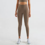 Woman Yoga Pants High Waist Fitness Sports Leggings Cocoa Color Leggings - Tophatter Daily Deals