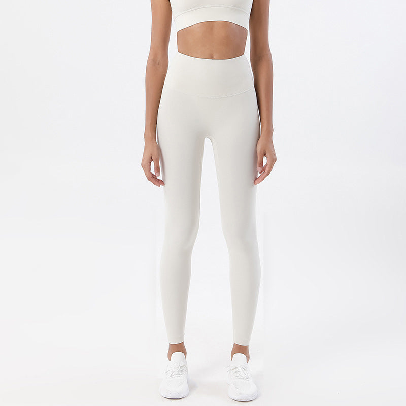 High Waist Fitness Workout Seamless Sports Leggings Light Ivory Leggings - Tophatter Daily Deals