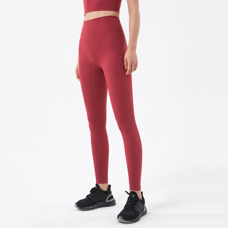 High Waist Fitness Workout Seamless Sports Leggings Wine Red Leggings - Tophatter Daily Deals