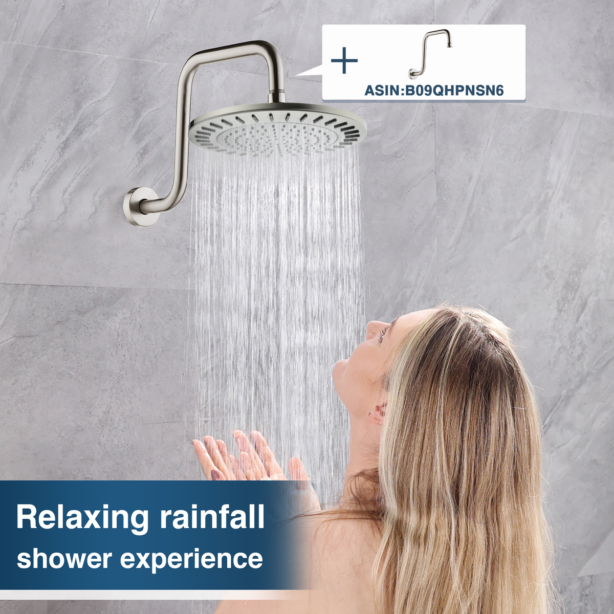 Bright Showers Waterfall Shower Head with Adjustable Angle and Anti-clogging Silicone Nozzles,9 inch Home Improvement - Tophatter Daily Deals