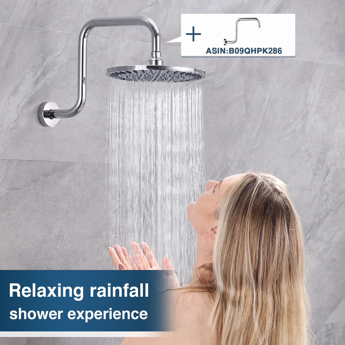 Bright Showers Waterfall Shower Head with Adjustable Angle and Anti-clogging Silicone Nozzles,9 inch Home Improvement - Tophatter Daily Deals