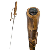 Brown Natural Chestnut Wood Sword-Gadget Hiking Staff w/ Compass Sword Canes - Tophatter Daily Deals