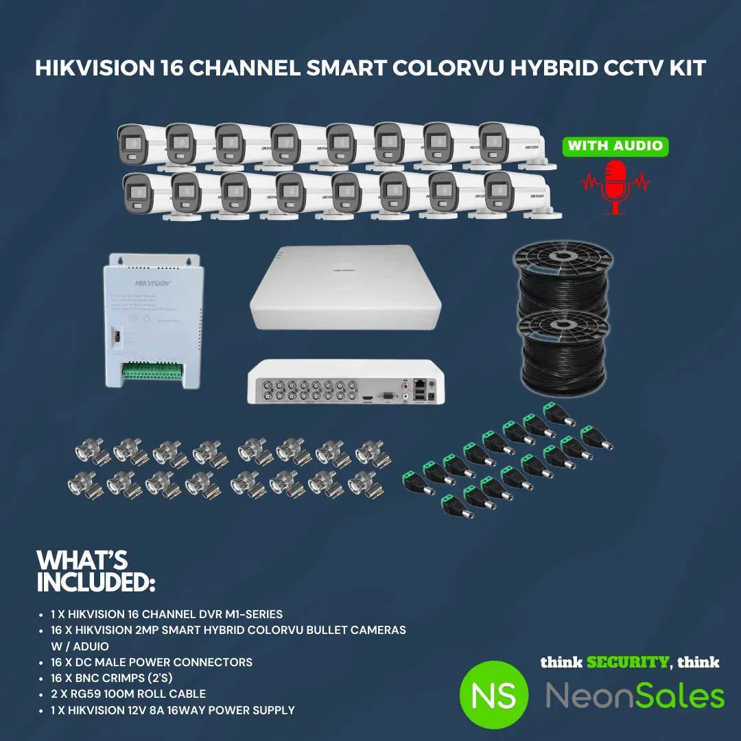 HIKVISION 16CH HYBRID COLORVU CCTV KIT - RG59 - Tophatter's Army Deals COMBOS - Tophatter Daily Deals