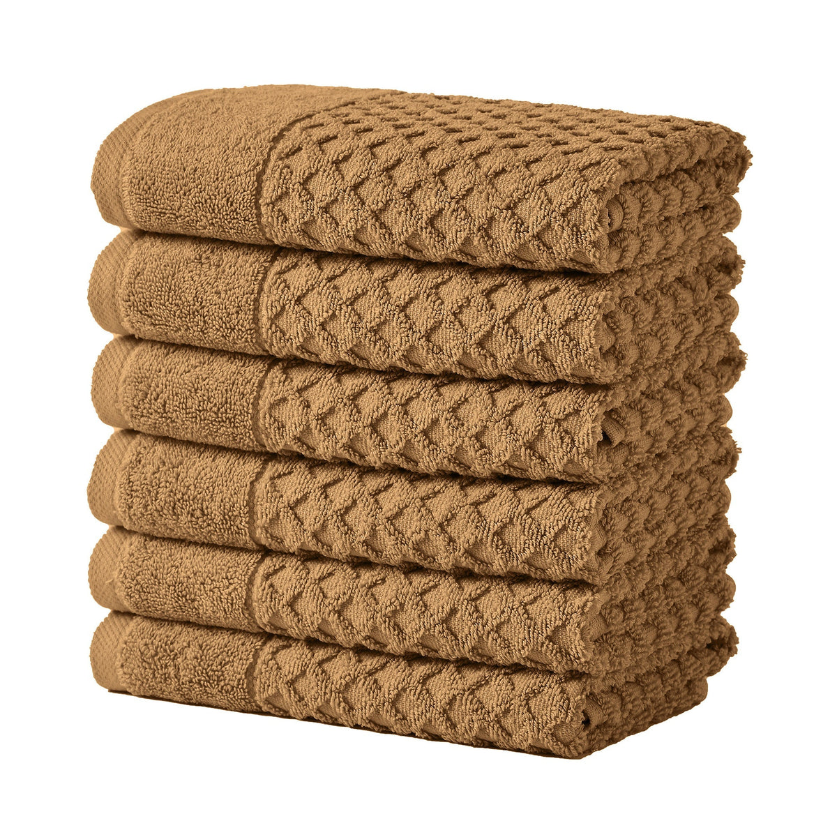 Cotton Diamond Waffle Weave Bath Towel Set - Grayson Collection Hand Towel (Pack of 6) Mocha Bath - Tophatter Daily Deals