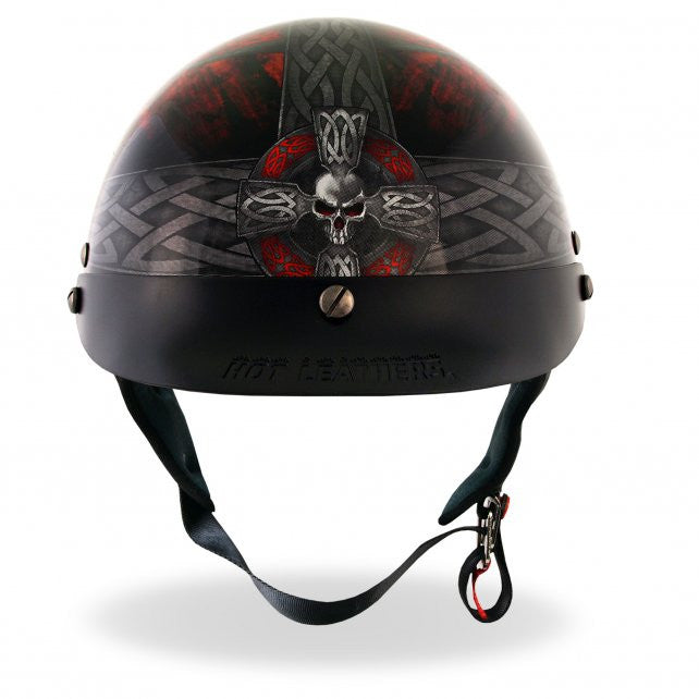 Hot Leathers D.O.T. Celtic Cross w/ Skulls Gloss Black Finish Motorcycle Helmet Helmet DOT - Tophatter Daily Deals